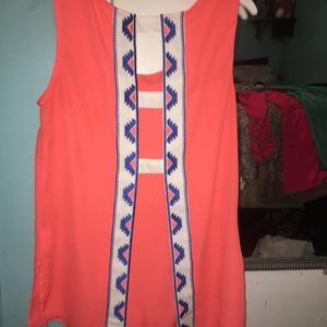 Bright orange and blue tank